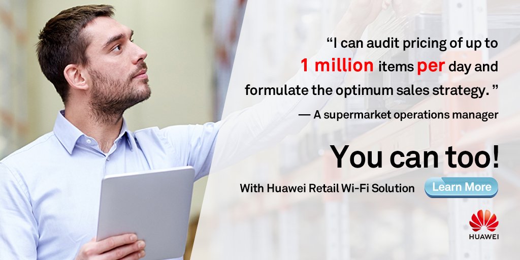 HuaweiNetworks's tweet image. Check it out! With Huawei Retail Wi-Fi Solution, we&apos;re making the retail industry more efficient. Learn more: lnkd.in/ehMgapT #HWIDN