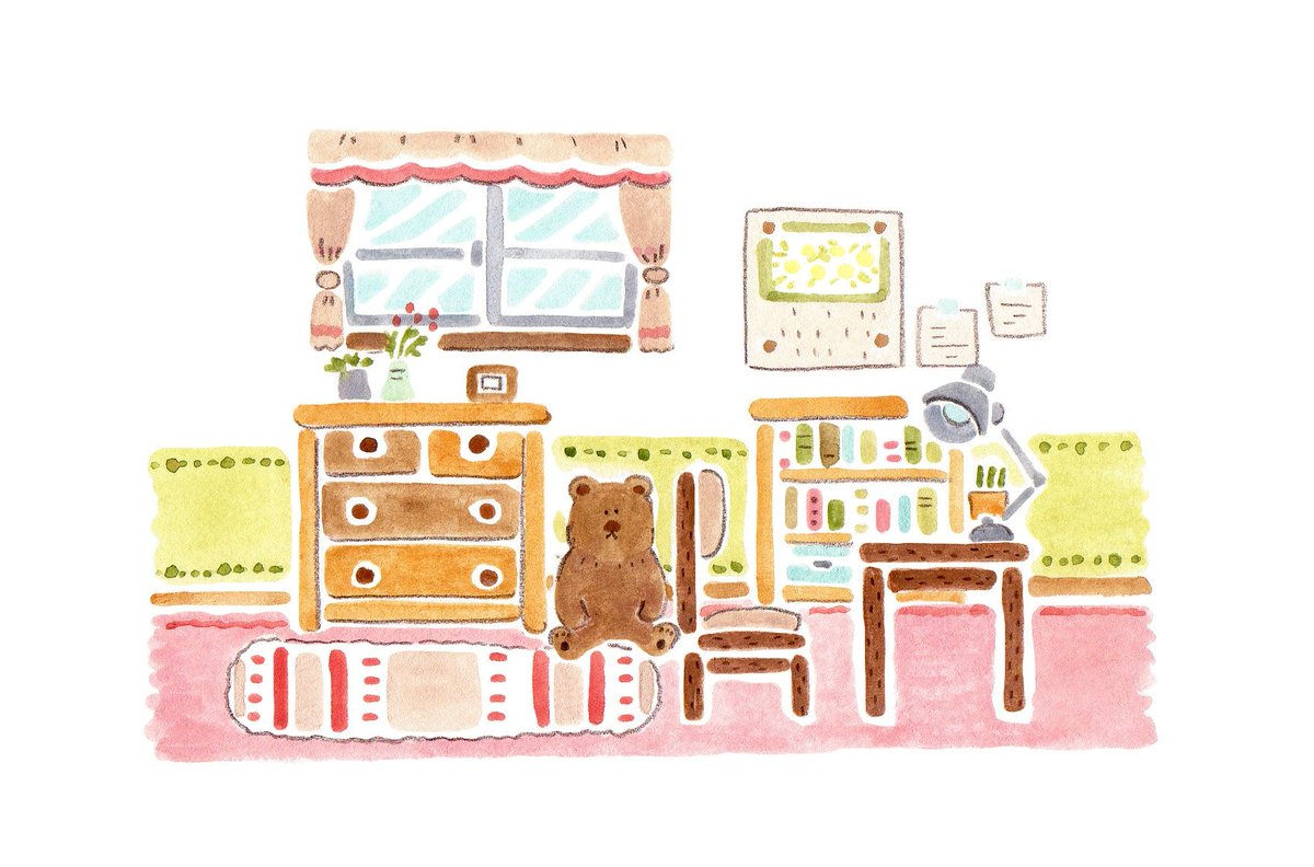 ট ইট র すずき えりな イラストレーター 子供部屋 ほのぼのイラスト 白が好き イラスト 絵 アート 水彩 色鉛筆 シンプル 手描きイラスト 部屋 子供部屋 Illustration Illustrator Art Drawing