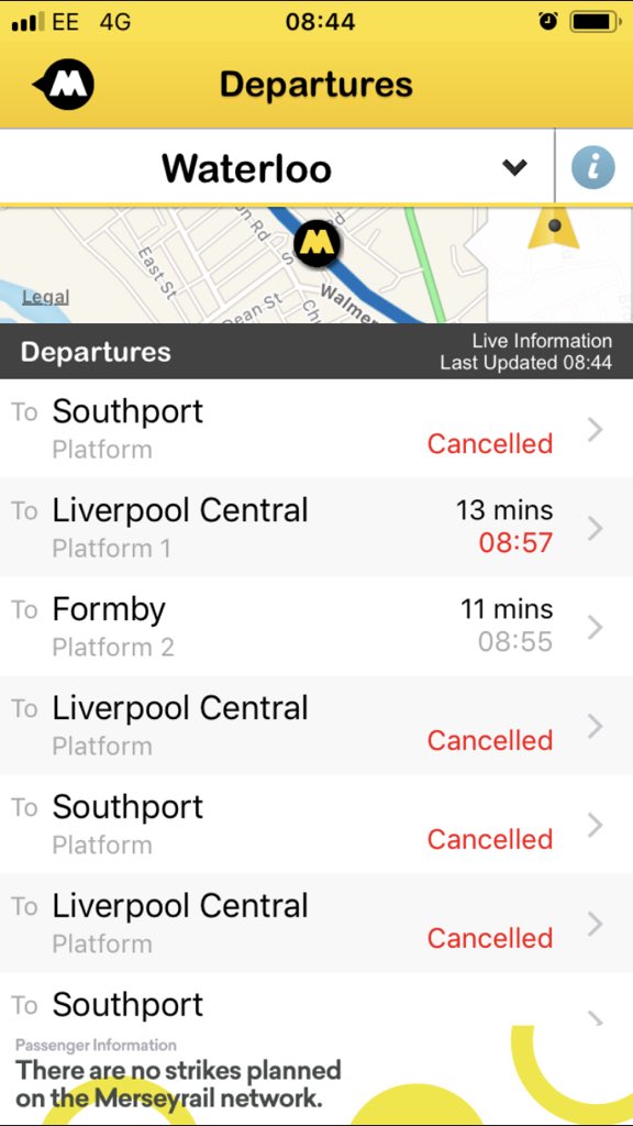HRKerrie13's tweet photo. @writtles83 @merseyrail That’s the journey planner. To be fair ( and really don’t want to be fair to Merseyrail right now) the app is the source for updates https://t.co/X05tKawxTS