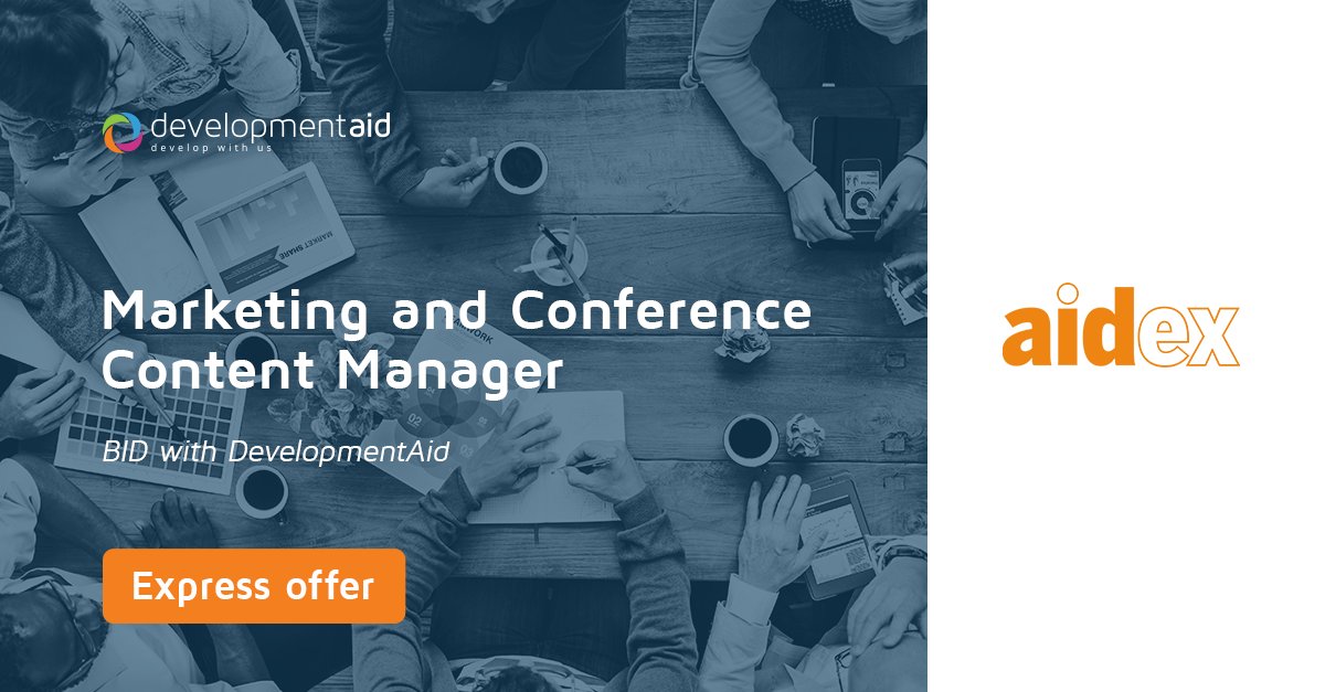 DevelopmentAid (@devaidjobs) on Twitter photo .<a href="/AidExGlobal/">AidEx Events</a> is offering a unique opportunity for an experienced marketing professional.
Position:
🔹Marketing and Conference Content Manager: goo.gl/um6Pqn
▫Deadline for the applications: March 1, 2019
▫Languages: English
▫Based at: Marylebone, London #UK .<a href="/AidExGlobal/">AidEx Events</a> is offering a unique opportunity for an experienced marketing professional.
Position:
🔹Marketing and Conference Content Manager: goo.gl/um6Pqn
▫Deadline for the applications: March 1, 2019
▫Languages: English
▫Based at: Marylebone, London #UK
