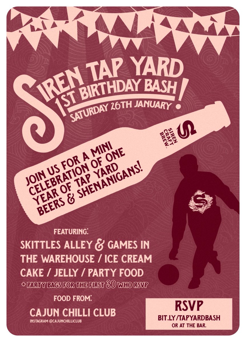 SirenTapYard's tweet photo. Help us celebrate the Tap Yards 1st Birthday this Saturday! 🥳 https://t.co/RnY5C6gbLu