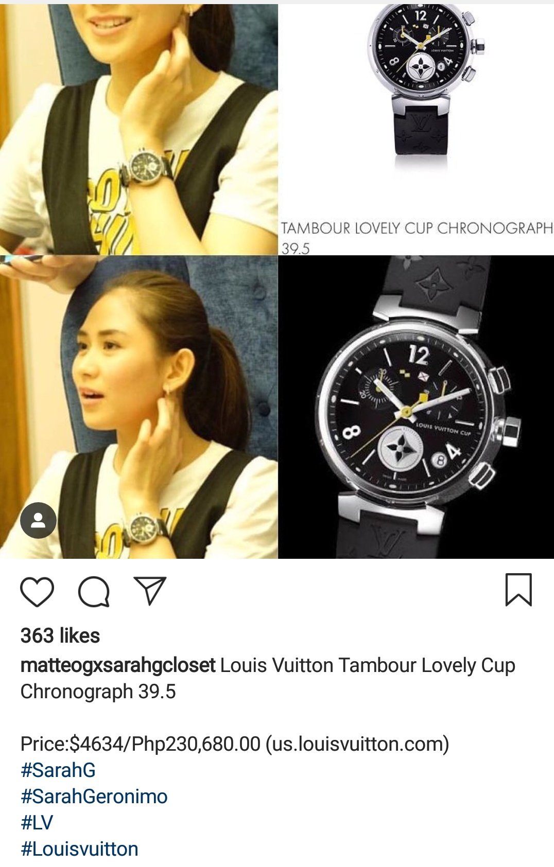 Louis Vuitton Tambour Lovely Cup Watch - Q132G