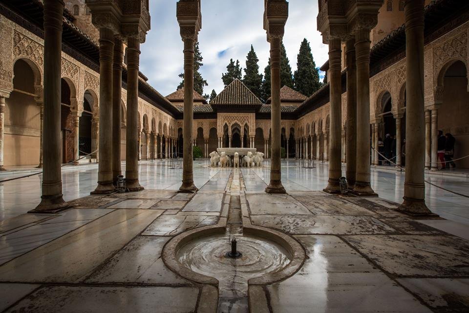 El Palacio de los Leones fue construido por el sultán Muhammad V (1362-1391). Era un palacio residencial, y en sus cuatro salas conocidas como Mocárabes (oeste), Reyes (este), Abencerrajes (sur) y Dos Hermanas (norte) se celebraban actividades de ocio o veladas musicales