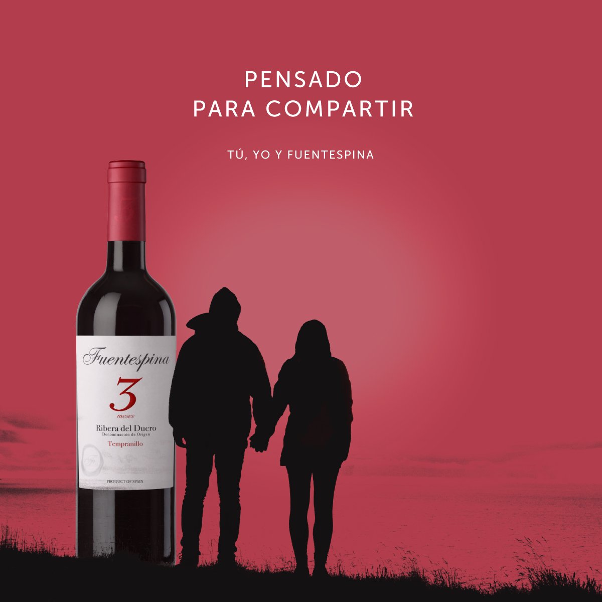 Tu, yo y #Fuentespina. Es un vino #tinto Ribera del Duero creado para hacerte compañía en los mejores momentos. Contiene un #color rojo picota, intenso, con destellos azulados y su sabor es muy #fresco y #vigoroso. 
👉 fuentespina.com #Enolovers #vinoscovigran #winelover