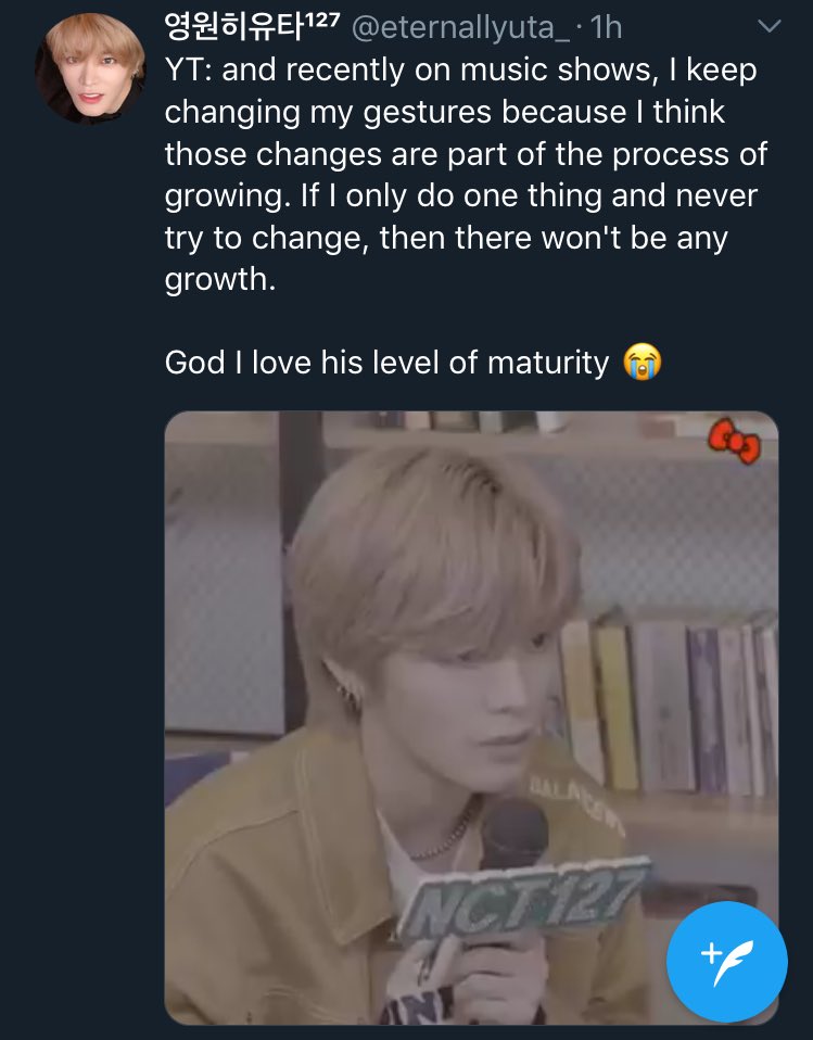 “I think changes are part of the process of growing. If I only do one thing and never try to change, then there won’t be a growth”Yuta, Star Road (2019)