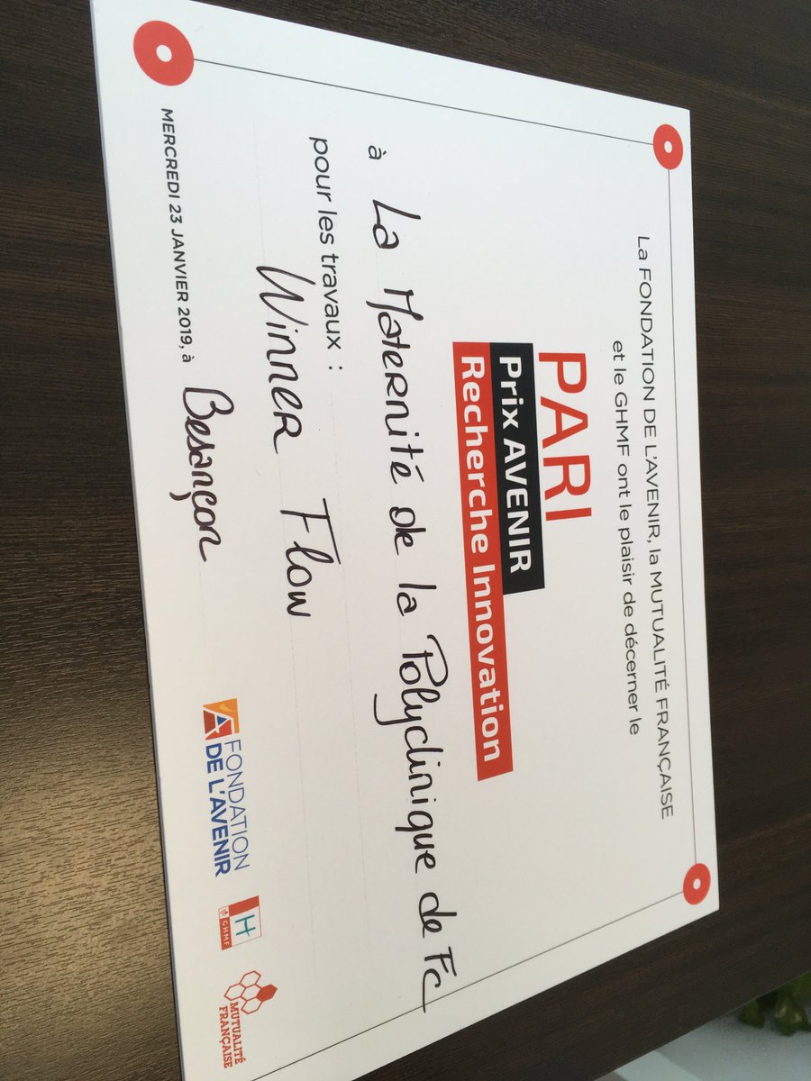 mutcomtoise's tweet photo. La Polyclinique de Franche Comté a reçu le prix PARI avec le soutien de @FondationAvenir , le GHMF et @mutualite_fr Un prix qui récompense le concept innovant du Winner flow et sa maternité :)
#mutualitecomtoise #fondationdelavenir #ghmf #mutualitefrancaise #maternite https://t.co/d5z58glfb3
