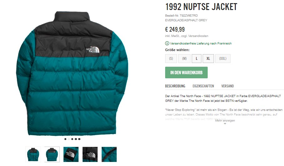 1992 nuptse jacket everglade