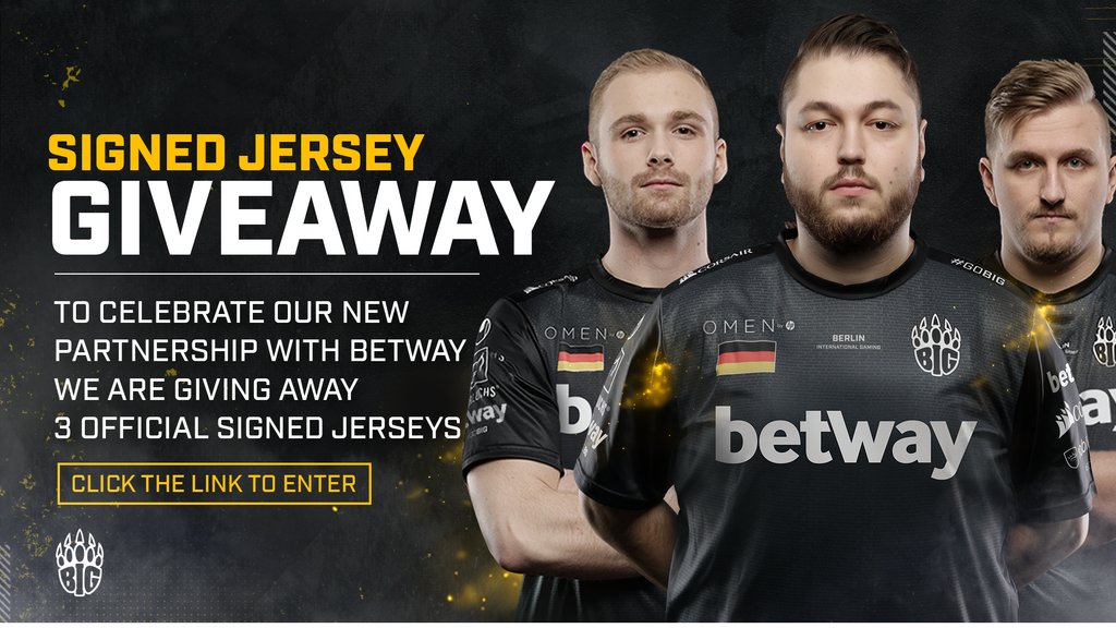 🔥 GIVEAWAY TIME 🔥 

To welcome <a href="/betwayesports/">Betway Esports</a> on board, we are giving away three signed BIG Jerseys! Click on the link below to enter!

👉 bit.ly/BIGxBETWAY
