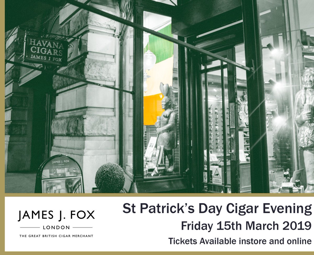 Join us on Friday 15th March for our St Patrick's Day Cigar Evening. The cigar and drink will be confirmed shortly, but rest assured the drink will be an Irish Whisky and the cigar will be a Cuban.