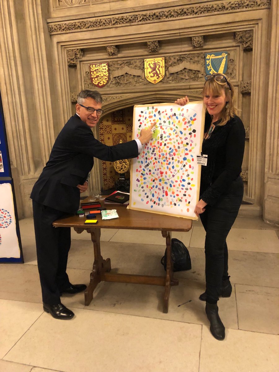 ElaineRartist's tweet photo. Thank you @JeffSmithetc from Manchester ‘my old stomping ground’ your #fingerprintofunity #ParliamentSPOTtimespotTIME @ThangamMP @UKParliament @ace_national @HENLEYDARREN #emergingartwork #nationwide #unity #identity https://t.co/UTr7A1w1AF