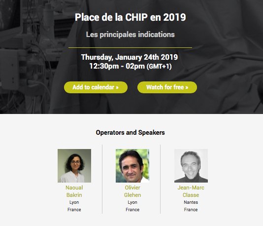 Oncostream's tweet photo. #ÀNePasManquer #DEMAIN à 12 :30pm : #SuivezenDirect le #webinar sur #Oncostream Place de la CHIP en 2019 "
#RegardezEnLigne le programme : https://t.co/h5xjKU0rmm
#chirurgie #oncologie
@SFCOnco @Gamida_FR https://t.co/UlM5iSrY3a