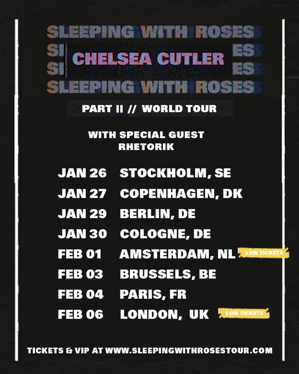 chelseacutler's tweet image. excited to bring @djrhetorik on tour with me in europe. tix on sale now at sleepingwithrosestour.com