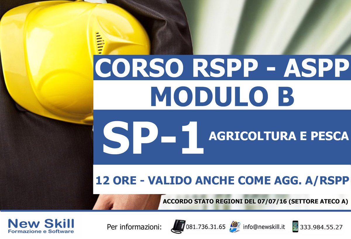 newskillformaz's tweet photo. Alla New Skill sono aperte le iscrizioni per il corso RSPP - ASPP Modulo B - SP1 Agricoltura e Pesca.
Per informazioni: 333.984.55.27
#rspp #aspp #modulob #pesca #agricoltura #sp1 #ingegneri #ingegneria #geometri #architetti #sicurezza #codiceatecoA #newskill #formazione https://t.co/h5FYptZny9
