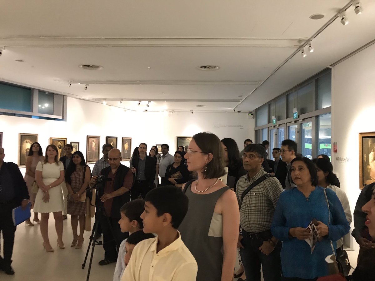 profgerrygeorge's tweet photo. We had our first exhibition of #HemenMazumdar paintings @sgSMU “The Last Romantic” opened by HE @JawedAshraf5 High Commissioner of #India in #Singapore #IndianMasters Thanks to @ProfKumar for sharing his collection of Masterpieces! #LKCSB https://t.co/q4syqzq0Dx