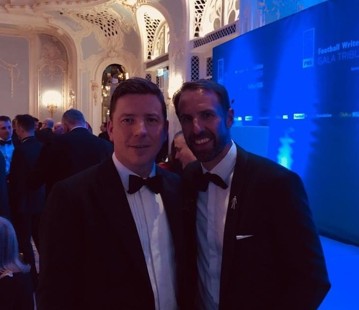 BatterseaReach's tweet photo. The two best managers in the country! Our director Michael with England boss Gareth Southgate #fwasouthgate #martinandco #ThreeLions https://t.co/CcvllH4z5d