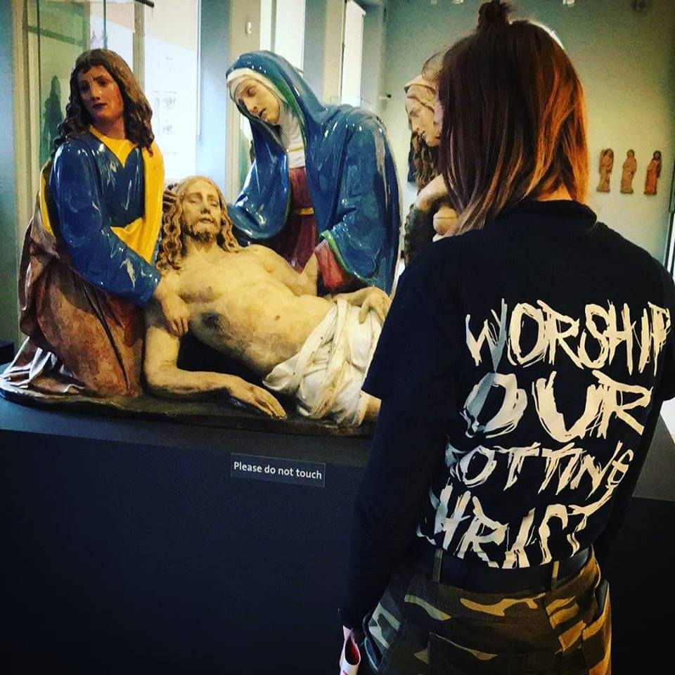 DSanctitude's tweet photo. Tshirts are still available at https://t.co/1aJCq6g9XD . Go treat yourself ;) #DesecrationOfSanctitude #Merch #OurRottingChrist https://t.co/TqXOFRlAoz