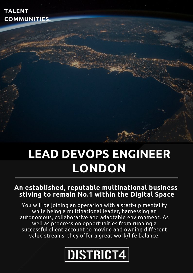 D4Talent's tweet image. 📣We&apos;re working on an incredible opportunity for a Lead DevOps Engineer to join a multinational leader with a presence in over 45 countries, who had a revenue of $19 Billion last year alone! 🚀👍

Get in touch 👉 Kate@District4.io ✉(+44) 207 397 0174📞

#NewRole #DevOpsLead #AWS