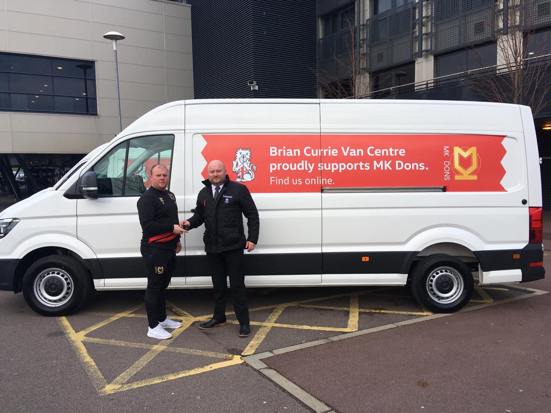 BCVolkswagen's tweet photo. Our fantastic relationship with the @MKDonsFC has been ongoing for many years now, as we continue to be proud sponsors of the Football club.

We delivered the @MKDonsFC their new Crafter yesterday, utilised to transport football kits and equipment to and from the Dons matches. https://t.co/PAm5nLC6av