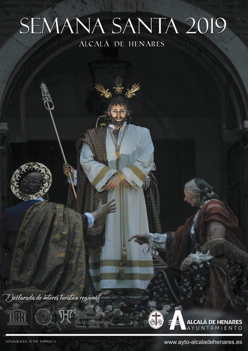 El paso de misterio de las Negaciones de San Pedro de @Hecridevian protagoniza el cartel oficial de la #SemanaSanta2019 de Alcalá de Henares.