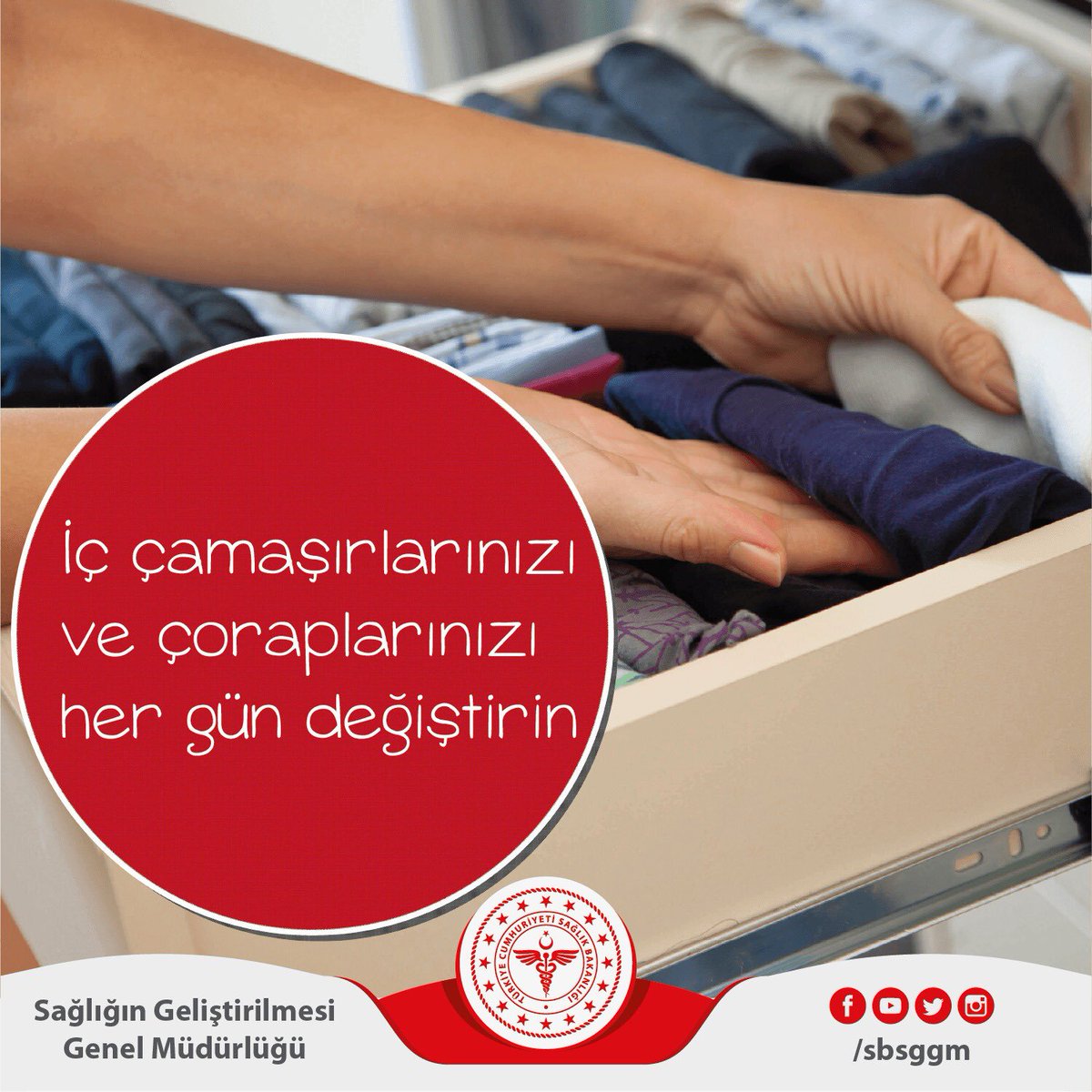 sbsggm's tweet image. Kişisel temizliğe özen göstermek bireyi pek çok hastalıktan korur. İç çamaşırlarınızı ve çoraplarınızı her gün değiştirin.