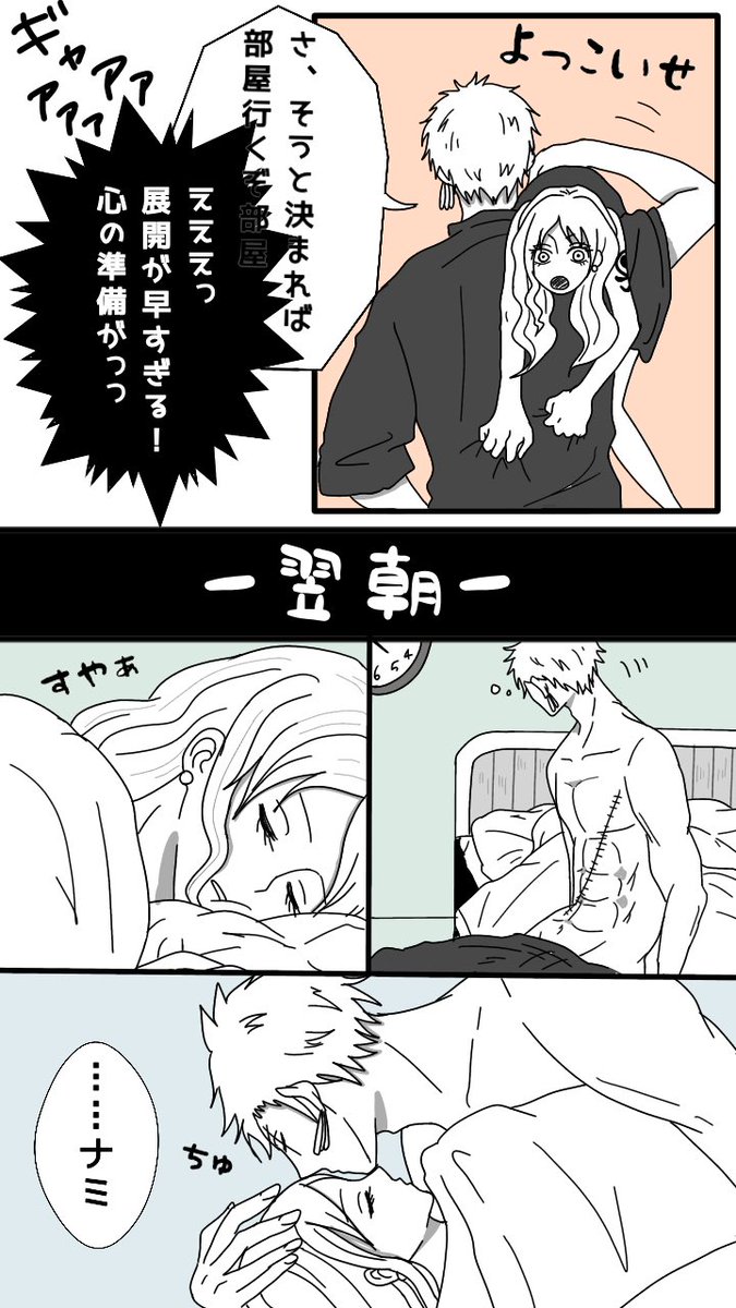 やな 低浮上気味 ゾロナミちゃん漫画描いた W 性に興味を持ち始めたナミさんと なんとかせねばと強行に出るゾロ 続く かもしれない