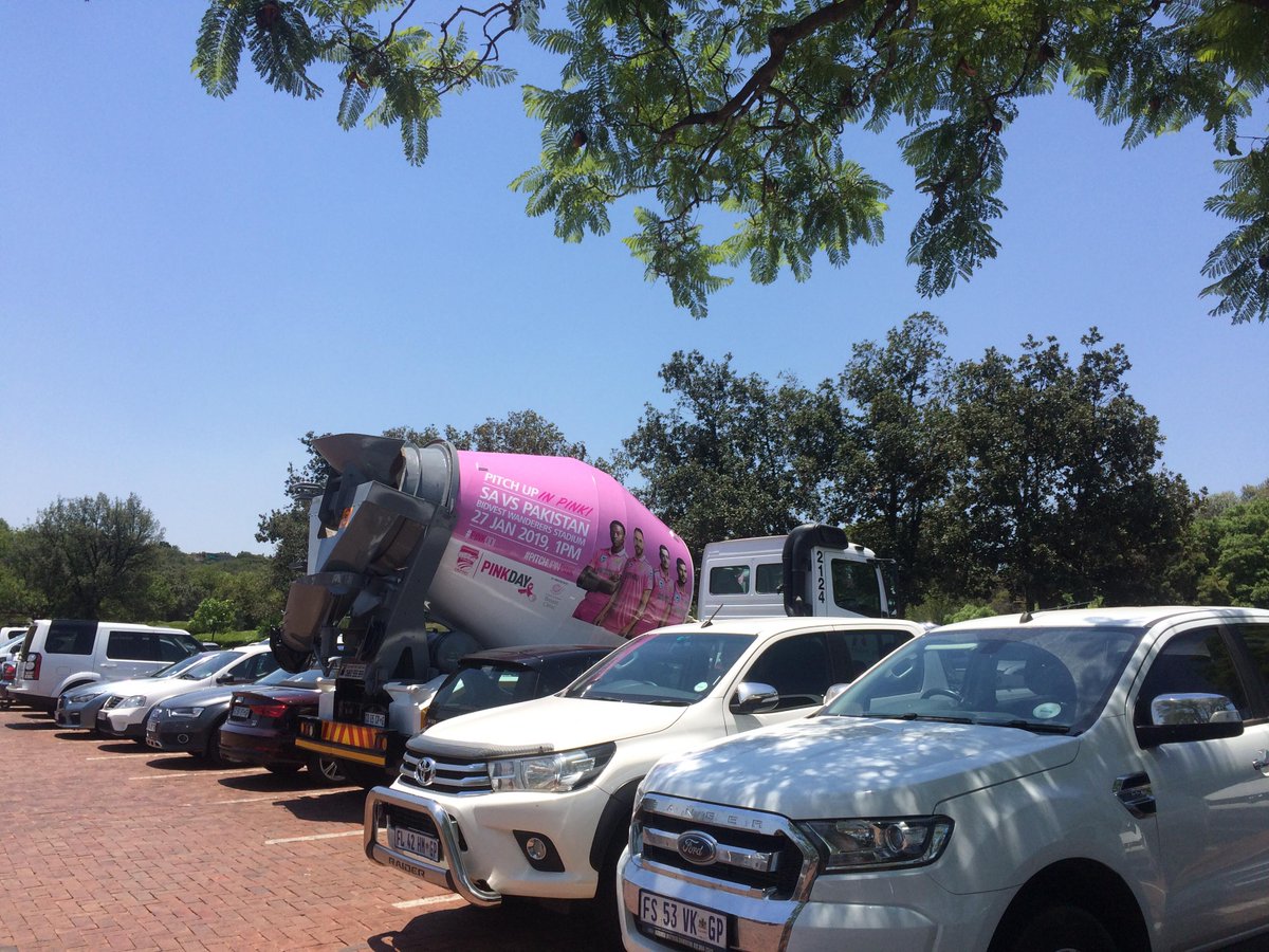 willo13_wilson's tweet photo. Just saw the AfriSam pink truck at Country club Johannesburg. What a great cause you are supporting! #PinkODI @AfriSam #PitchUpInPink https://t.co/zKb8VsveRB