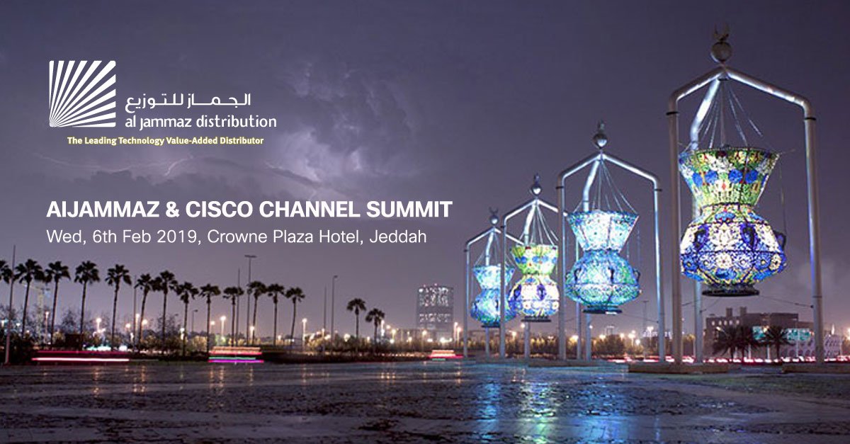 AlJammazVAD's tweet photo. We are pleased to invite our IT Channel Partners and System integrator in #Jeddah and the Western Region to our upcoming 2019 kick Off Event “#AlJammaz &amp; #Cisco Channel Summit, 2019 Jeddah - 6th Feb”.

Please register: https://t.co/AnDwpgoAJ7 https://t.co/yNfTU8vedq