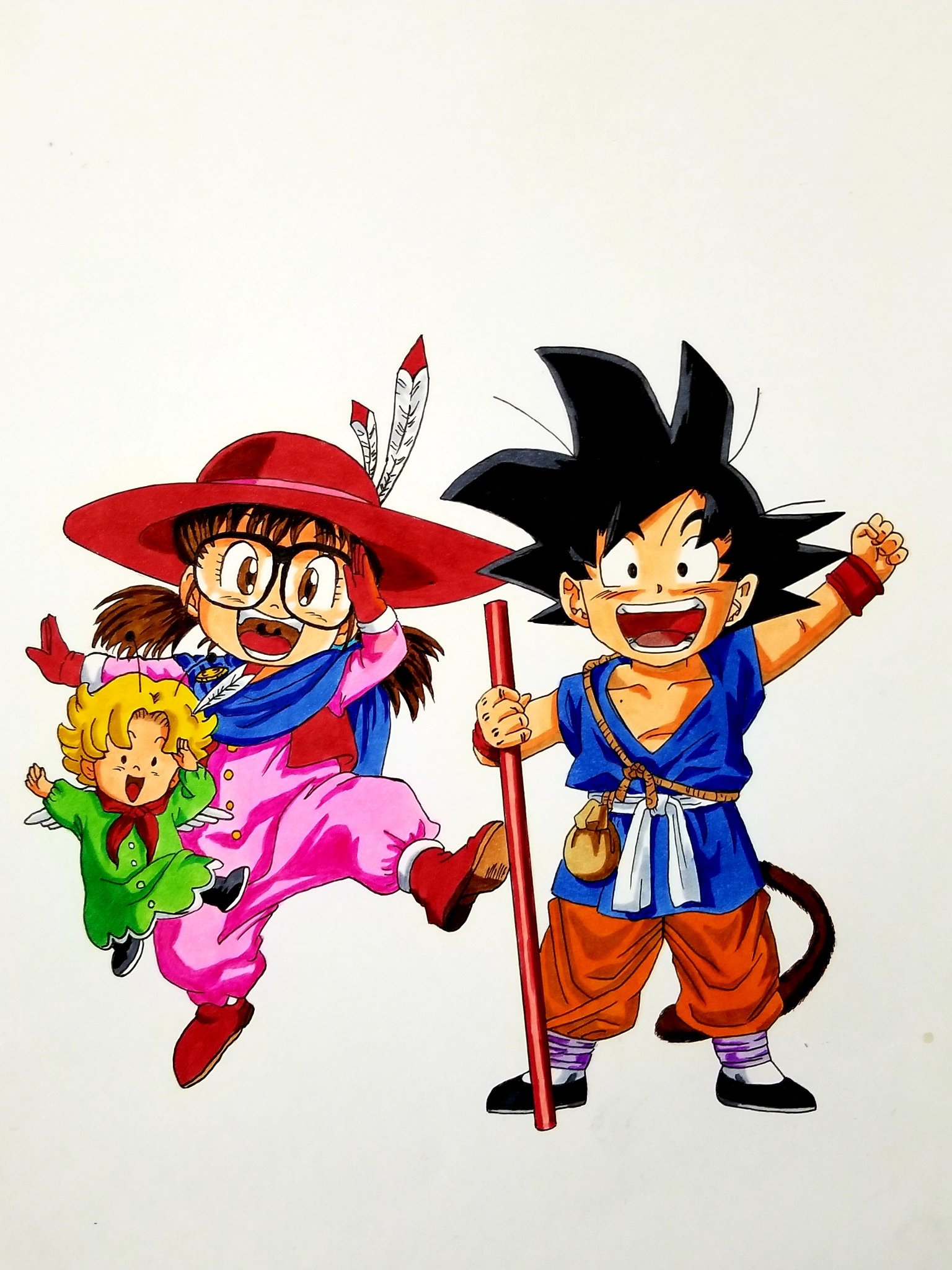 新作商品 悟空とアラレちゃんのガラス工房絵 キャラクターグッズ