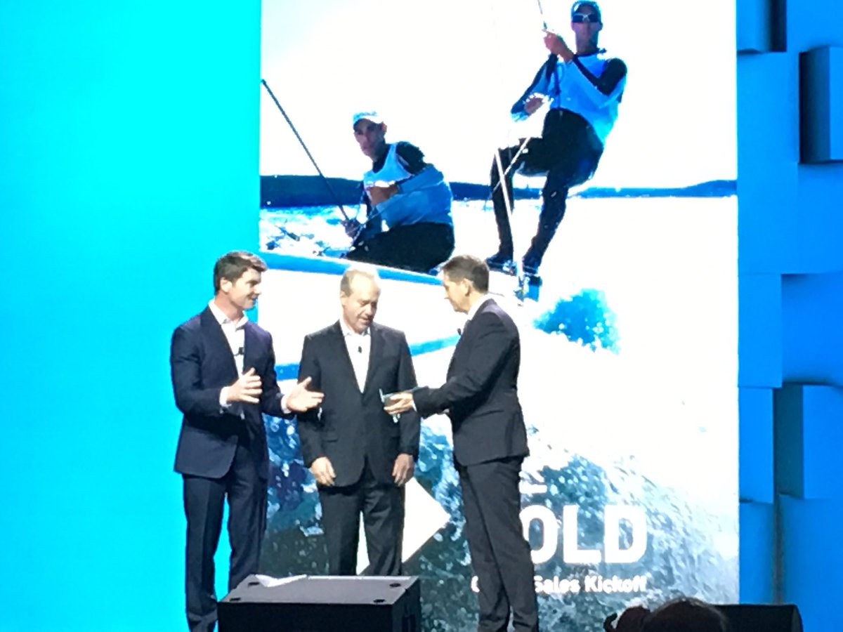 Paola_marketing's tweet photo. Matt Moynahan, CEO, Tom Kennedy, Chairman and Kevin Isaac, CRO of Forcepoint on the 2019 SKO stage this morning! #bebold #forcepoint @ForcepointSec https://t.co/xqm3t6tQUA