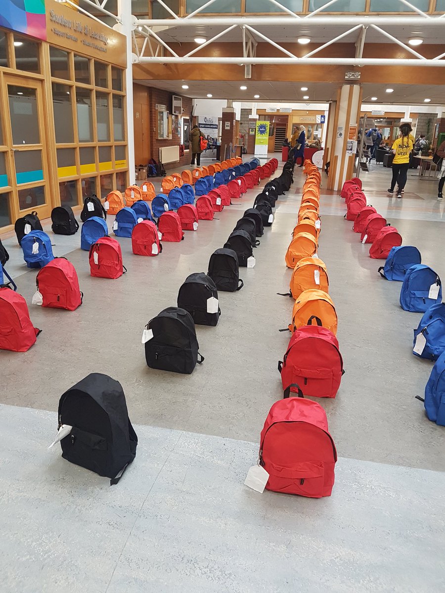 EdwardHayden's tweet photo. Highly emotive image in @waterfordit today with 124 bags pictured to represent the number of students across Ireland who took their lives in 2018. Rest in Peace. https://t.co/4ehKxYlhck
