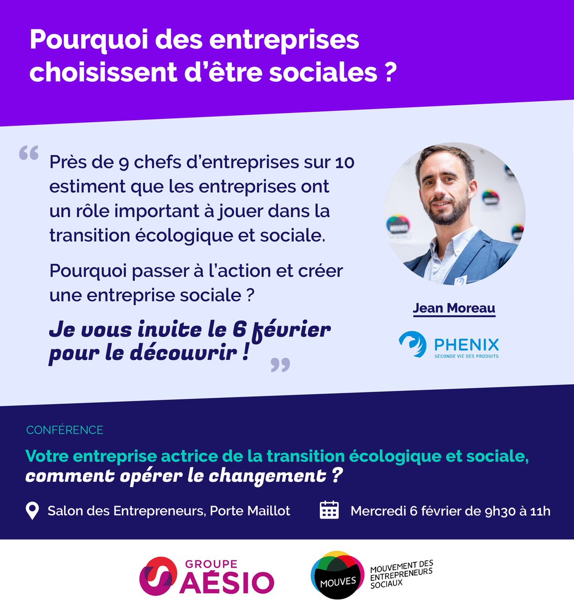 Jean_MOREAU_'s tweet photo. Pourquoi des entreprises choisissent d’être sociales ?
Des entrepreneurs sociaux font part de leurs convictions et de leurs engagements au @SDEntrepreneurs pendant la conférence du @Mouves_ES &amp; du @GroupeAesio
Et j’ai l’honneur d’en faire partie !
https://t.co/3wNhBSCPtl
#SDE2019 https://t.co/VxCvsr2eHa