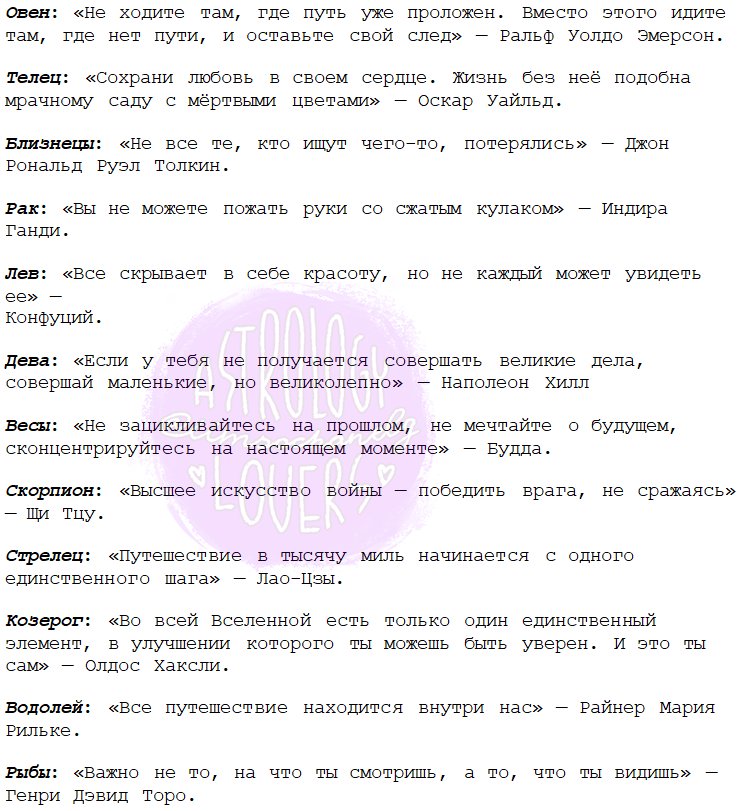 Цитаты для знаков зодиака в 2019 году