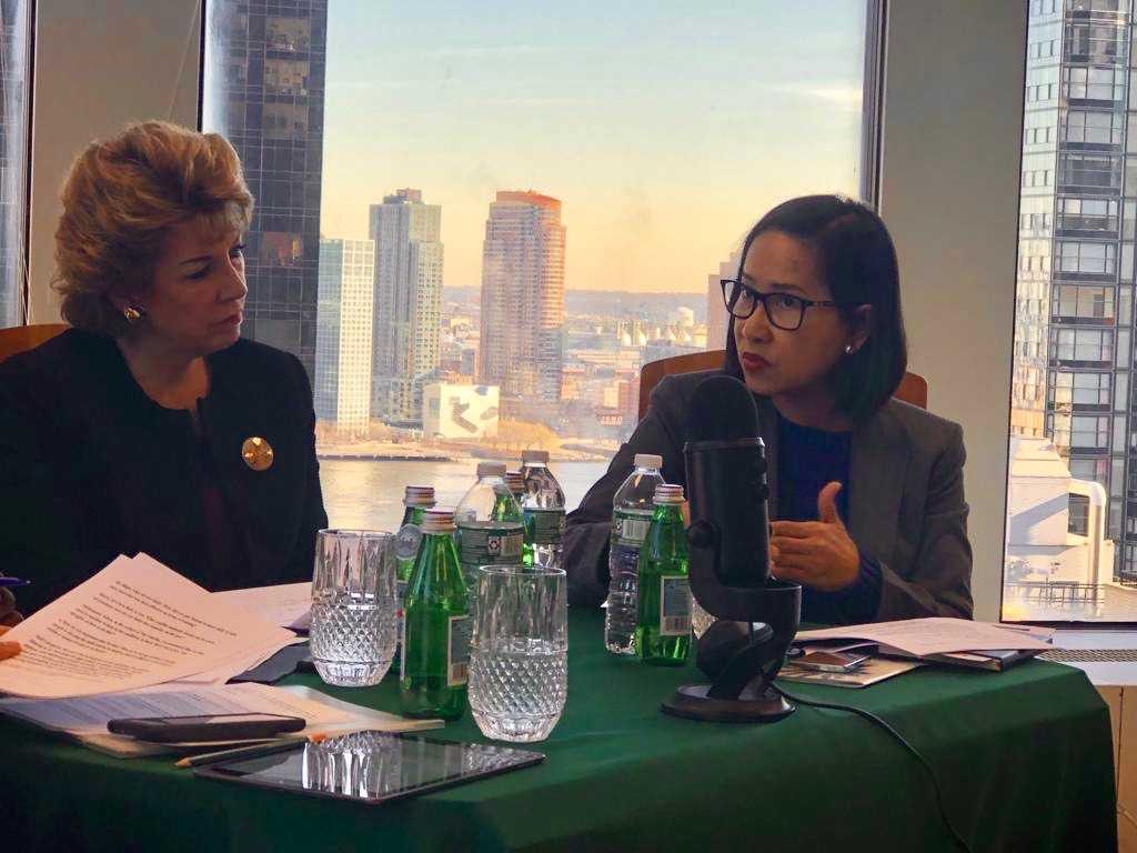 Thank you to the <a href="/IrishMissionUN/">Ireland at UN</a> and @NewsDeeply for hosting a broadcast on the Politics of Women &amp; Peacebuilding. 🗣 A powerful and much-needed discussion on peace processes &amp; the role of women in sustaining peace. #UNSCR1325 #WomenSustainPeace