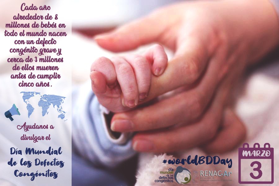 PrevencionDeAC's tweet photo. ¡Faltan 38 días! Se acerca el 3 de marzo, Día Mundial de los Defectos Congénitos y te invitamos a divulgar información sobre la frecuencia e impacto en la salud de los mismos a nivel mundial. ¡Entre todxs podemos contribuir! World Birth Defects Day #WorldBDDay https://t.co/m2RSMHP1yd