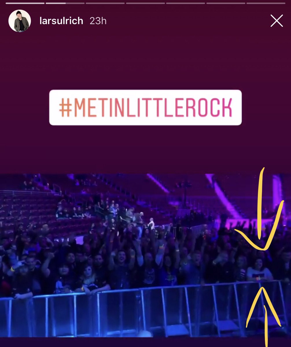 abris11's tweet photo. When you make it on @larsulrich Instagram story!! 🖤😍 #MetInLittleRock #metallica https://t.co/BmII5qA0tl