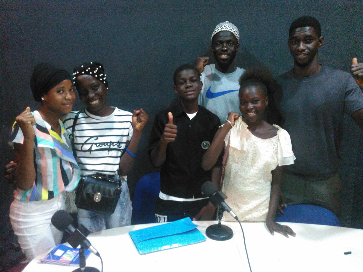 YPMGambia's tweet photo. Welcoming 2019 with a smile, courage and determination towards our  strive to make education, accessible, relevance and affordable for every  child, insightful discussion with children at the YPM Hour radio talk  show courtsey of UNICEF, @UNICEFGambia @sandralattouf @MariePierre_ https://t.co/ivJfnJnGz1