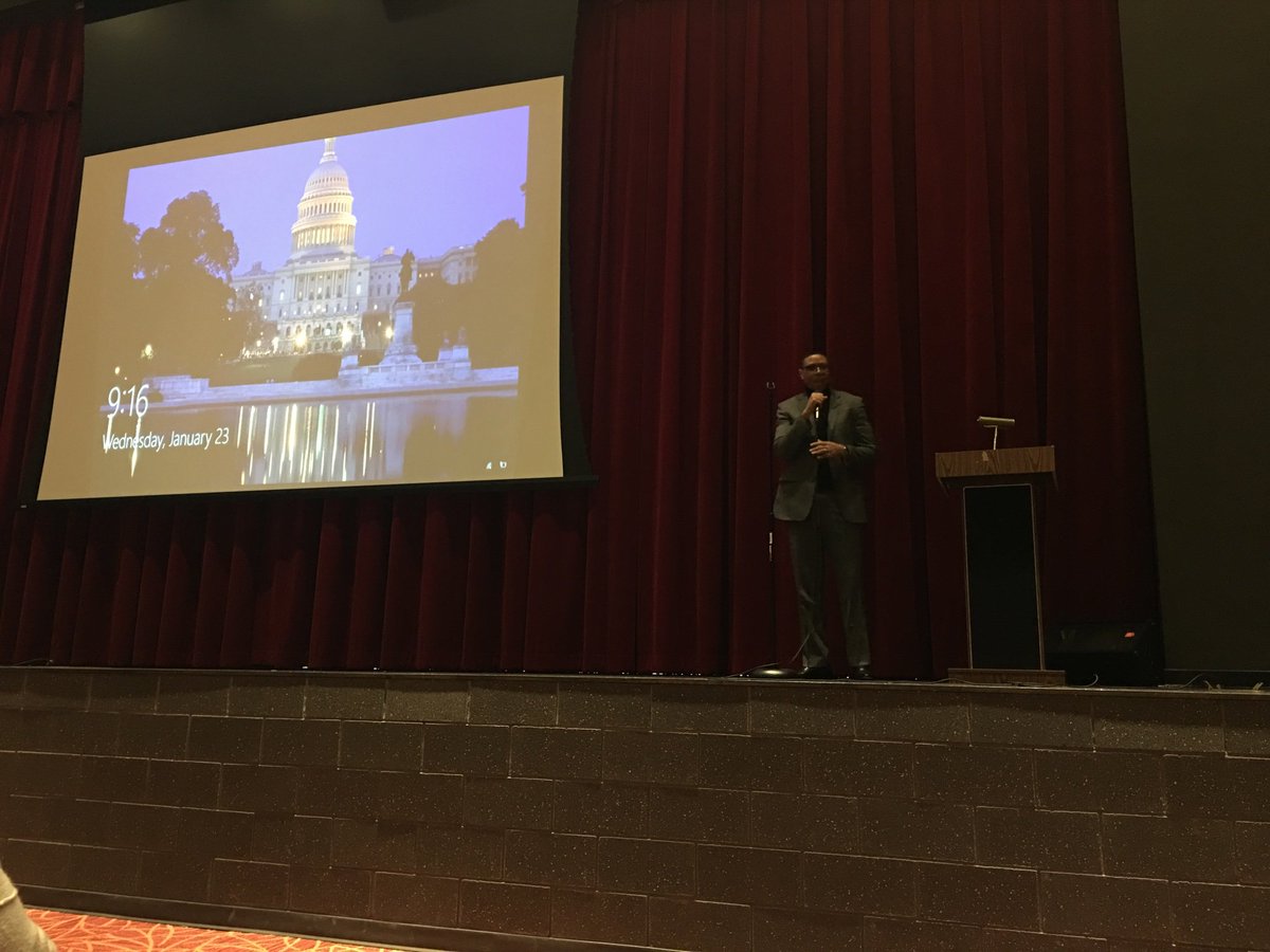 EasternHS's tweet photo. Some of our staffers are attending the OCOO Winter Institute for today’s professional development day and just heard remarks from Lewis D. Ferebee, the new acting chancellor for DCPS. @DCPSChancellor acknowledged work & knowledge of front office & custodial teams. #LearnWithDCPS https://t.co/gupb3rMMXb