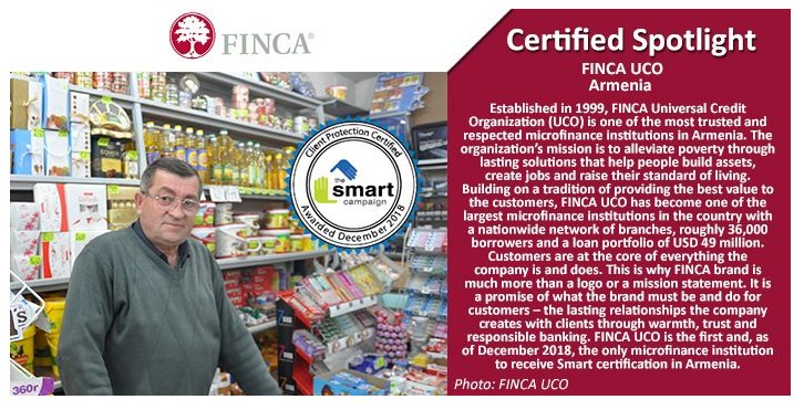 FINCAImpact's tweet photo. FINCA #Armenia is proud to become the first #microfinance institution in the country to be certified by the @SmartCampaign_! Seven @FINCAImpact subsidiaries are now #SmartCertified for their long-standing commitment to client protection
https://t.co/PTmeUGyJr1 https://t.co/YRUsk0tdru