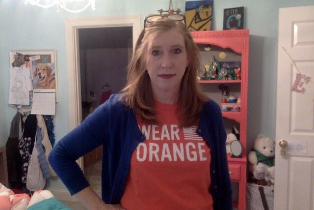 Today KY@momsdemand honors  #MarshallCounty by wearing #blue &amp; #orange. One year ago today a student took an unsecured gun and shot 16 classmates, killing two. #belikebailey #playlikepreston #MarshallStrong #HonorWithAction
