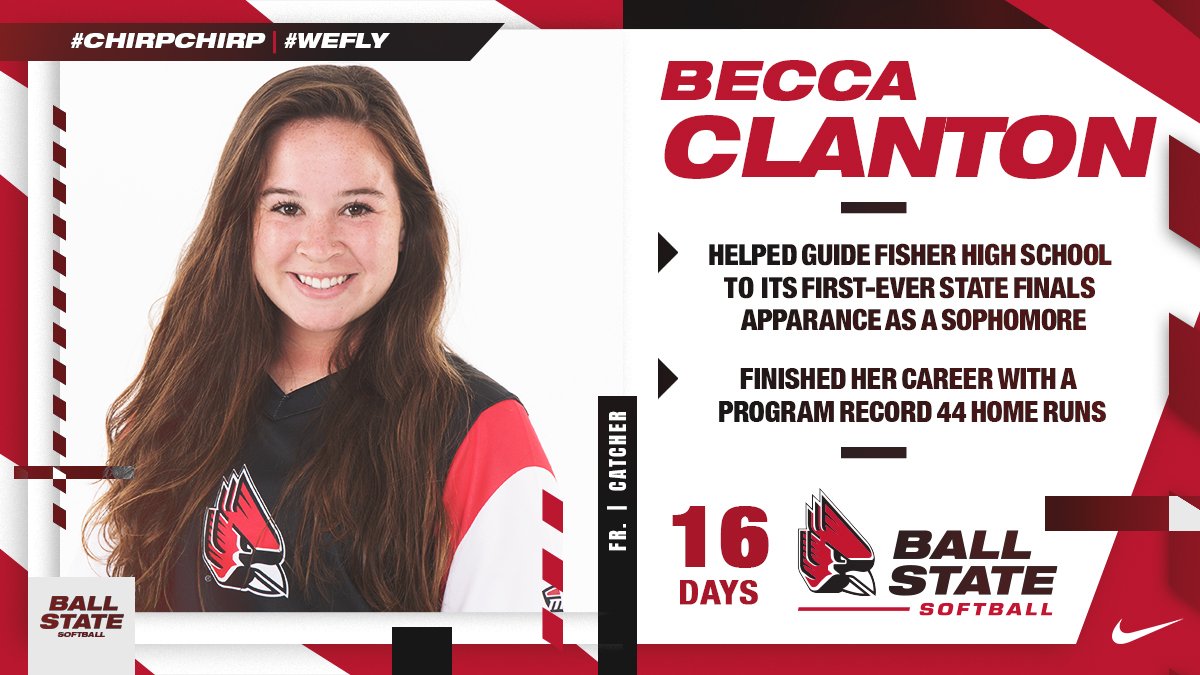 BallStateSB's tweet photo. 🚨 COUNTDOWN ALERT 🚨

No. 1⃣6⃣ Becca Clanton (@Becca_Clanton) finished her career as Fisher High School's record holder for both career (44) and single season (15) 💣s ... She also hit .378 over her career #ChirpChirp #WeFly

Learn more about Becca here: https://t.co/pbXKU6OZXL https://t.co/LQxEfW2QgO