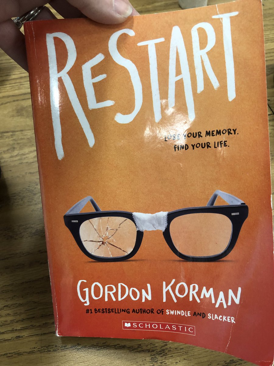 MrsBrubaker's tweet photo. If you haven’t read Restart by Gordon Korman, pick it up and try it. My daughter and I loved it! @WalkerLibrary do we have copies? #walelm #notjustascienceteacher https://t.co/dxoqsH9O8j