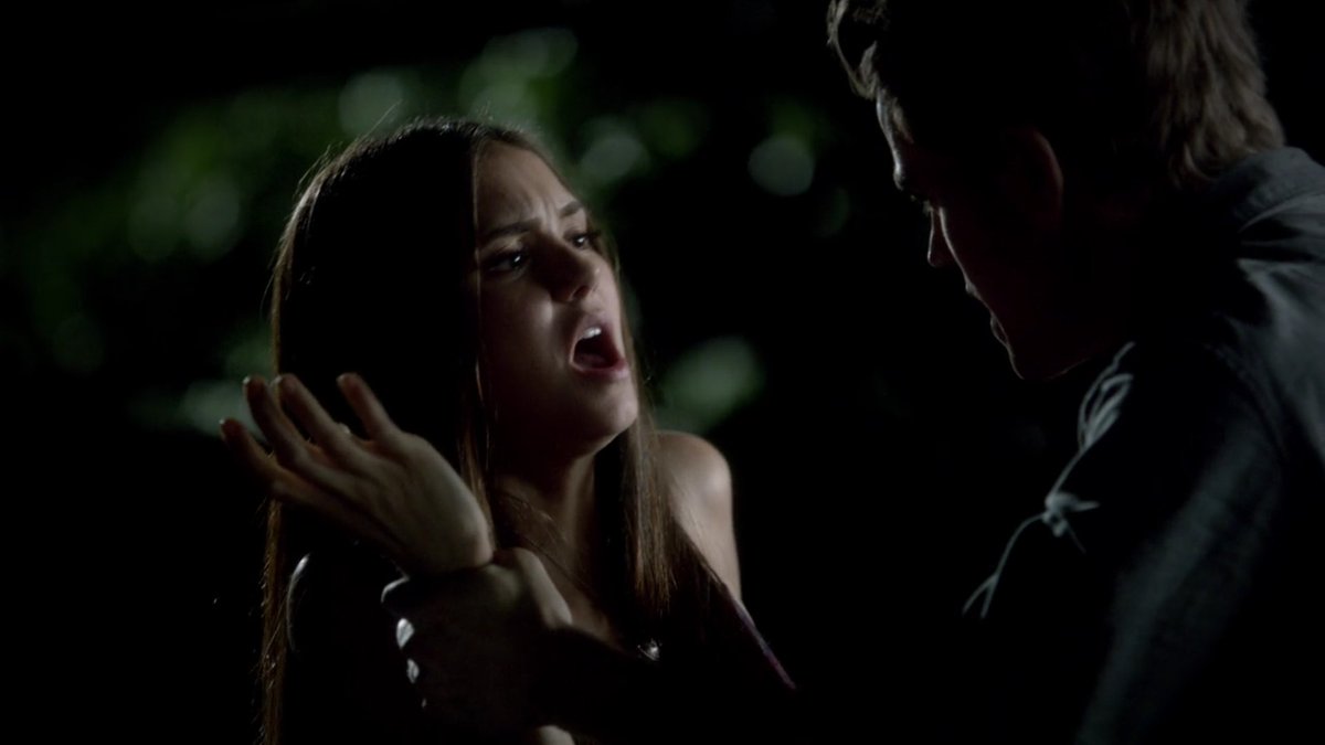 did stefan really have to twist elena's arm like that??? he twisted her arm so hard the syringe literally fell out of her hand and no his humanity was not off in this moment.