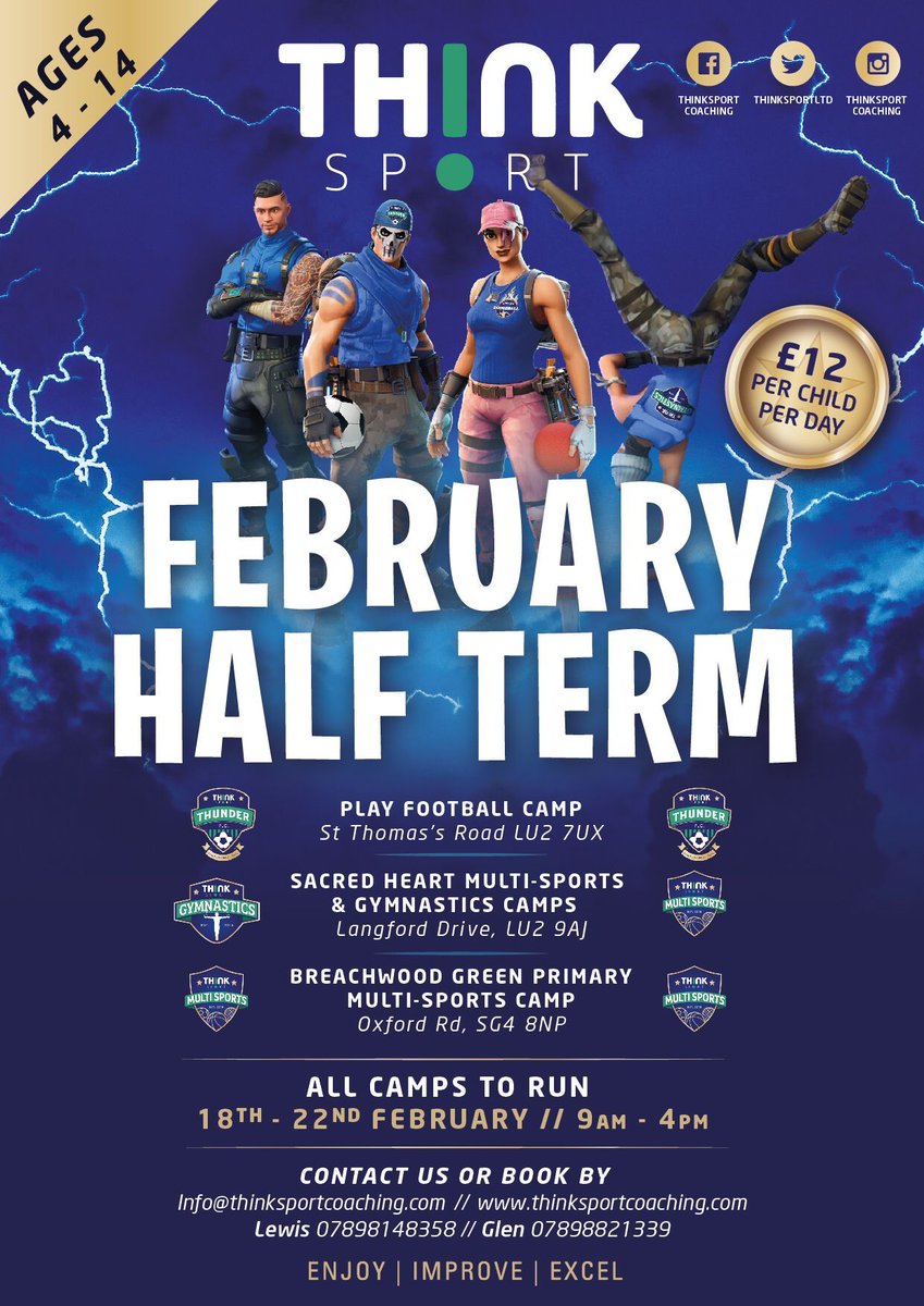 Think Sport coaching camps return to PlayFootball this half term! To sign up visit the Think Sport website
