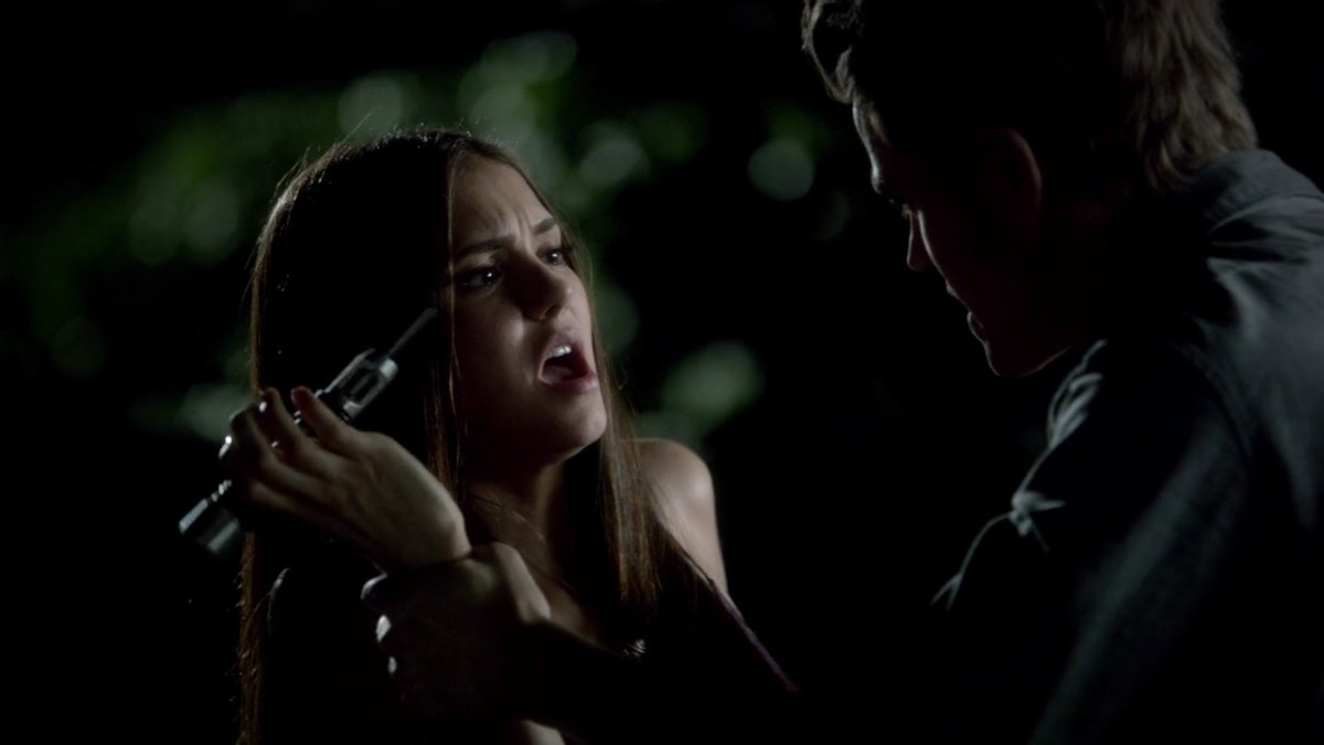 did stefan really have to twist elena's arm like that??? he twisted her arm so hard the syringe literally fell out of her hand and no his humanity was not off in this moment.