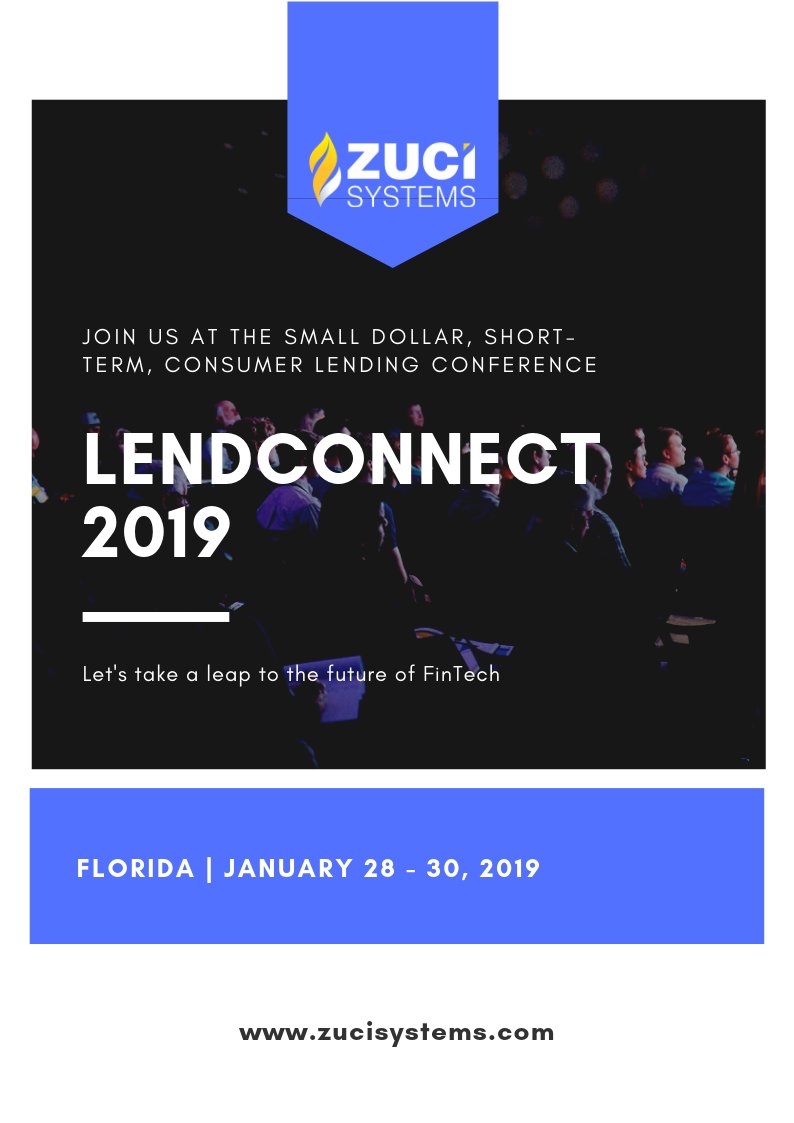 zucisystems's tweet photo. Let's take a leap into the future of FinTech! We are at #LendConnect 2019, Florida from January 28 to 30. 
Join us at the "Small-dollar, short-term, consumer lending conference."

#zucisystems #lendconnect2019 #florida #conference #fintech https://t.co/f1lhIWZMzG