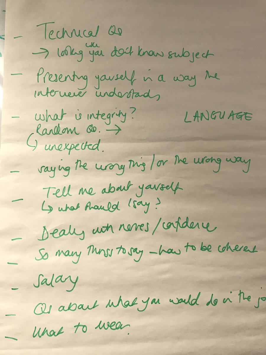 What worries postdocs most about #interviews outside #academia? Here’s what today’s group think, and I’m reassuring them that they can learn to overcome all these fears with preparation! #postdoccareers #postdocsofcambridge #unicamcareers #cambridgeuniversity