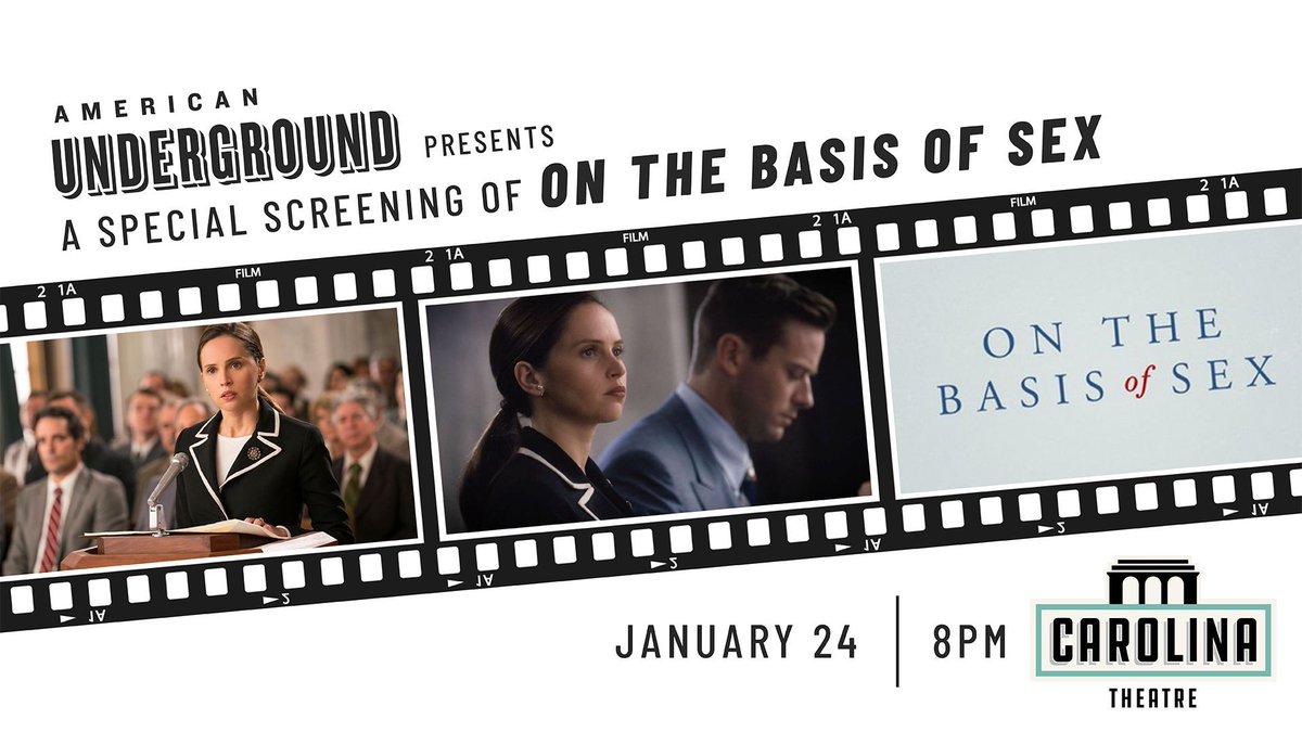 AmerUnderground's tweet photo. Movie night! 🎟🍿📽 Come hang with us on Thursday at @CarolinaDurham for a special screening of @onthebasisofsex. Doors at 7pm, Film at 8pm.

👇RSVP👇
https://t.co/ZGRi1cWv78 https://t.co/cbythpaNUe