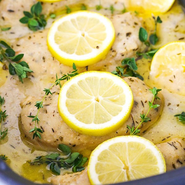 Slow Cooker Creamy Lemon Butter Chicken! Covered in a creamy sauce made with plenty of lemon, @ChallengeButter and garlic! A delicious, easy meal with lots of flavor! #sponsored #challengebutter #chicken #recipe #dinner lifeloveandsugar.com/slow-cooker-cr…
