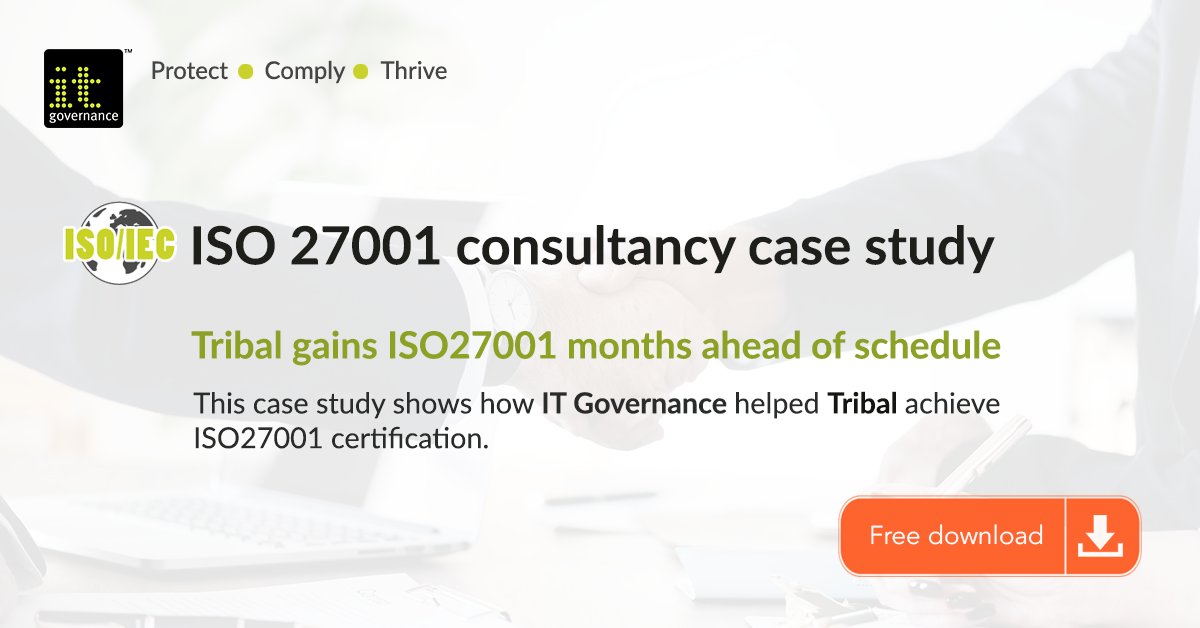 ITG_gulf's tweet photo. This #CaseStudy shows how IT Governance helped Tribal achieve #ISO27001 certification. Download now >> https://t.co/yndycxyIV7

#Infosec #InformationSecurity #CyberSecurity #ITSecurity #IT #Ciso #DataProtection #cybercrime #databreach #cyberattack #الأمن_السيبراني #أمن_المعلومات https://t.co/X6x07q3QGQ
