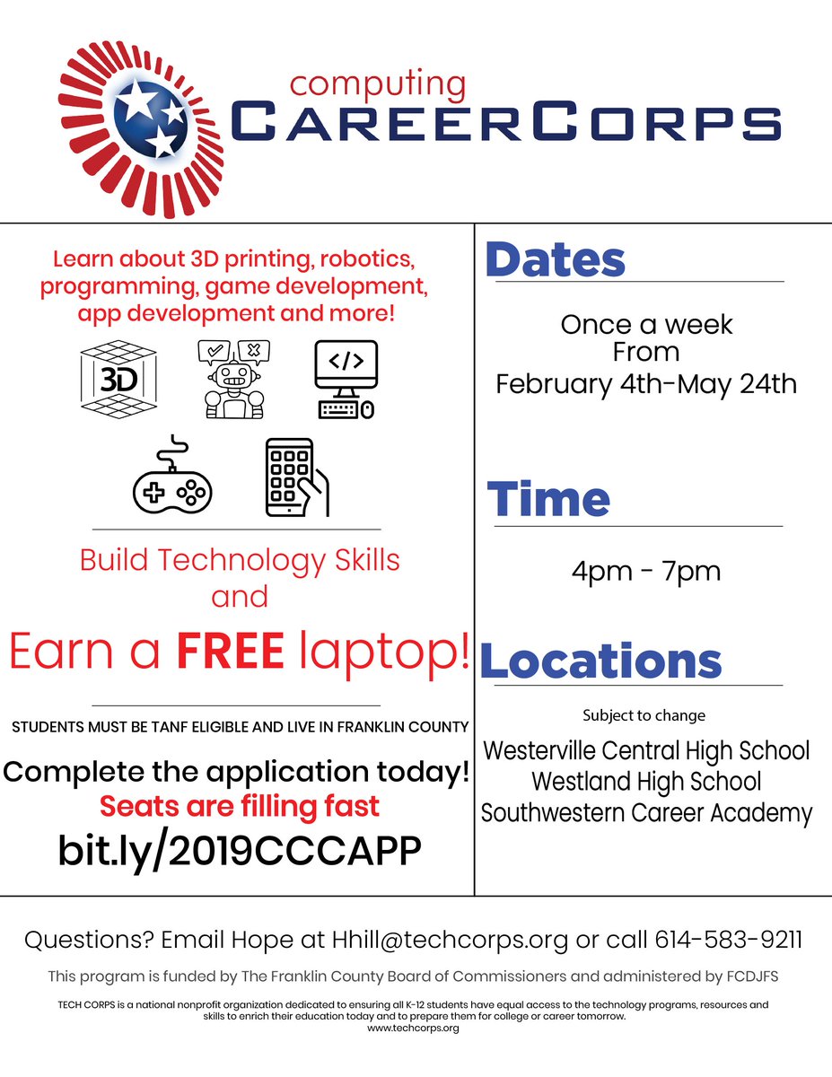 techcorpsus's tweet image. There&apos;s still time for you to join these awesome programs!!! No experience in #technology needed!!! Apply today!!! @PerScholas 
#ComputingCareerCorps- bit.ly/2019CCCAPP
#TECHCORPS2PerScholas- bit.ly/TC2PC
